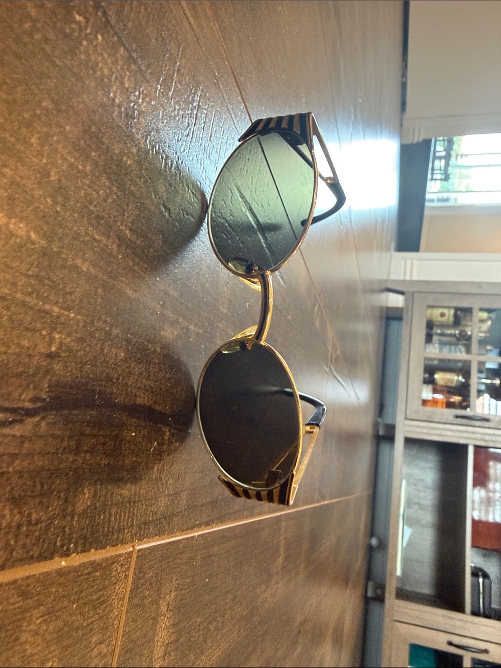 Gold Frame Round Sunglasses - Black Lenses